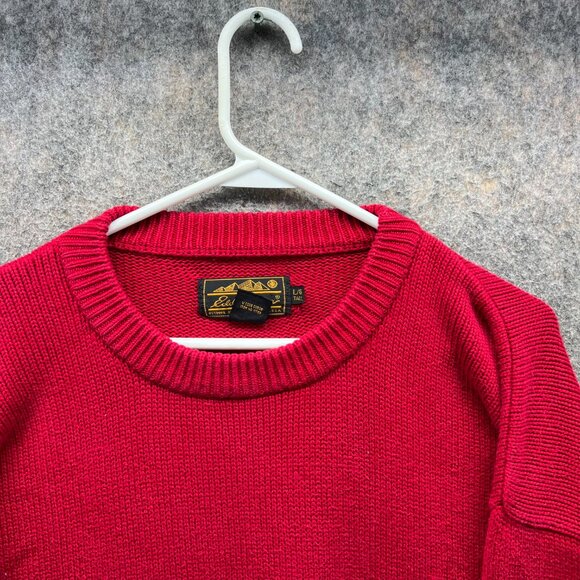 Eddie Bauer Sweater Men Large Tall Adult Red Crewneck Pullover Casual Chunky Vtg - Picture 7 of 12